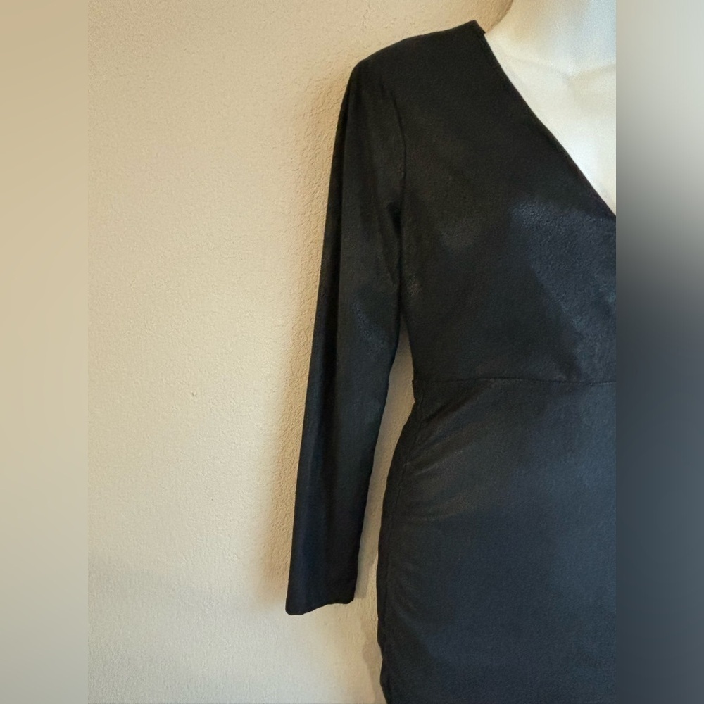 Likely Gwendolyn Ruched Black Metallic Shimmer Mini Dress - Picture 9 of 14